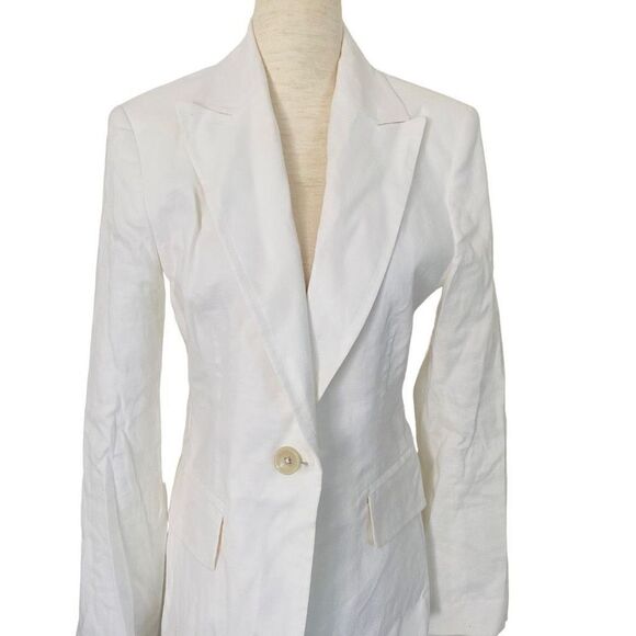NWT Banana Republic CREAM One Button Sculpted Linen Blend Blazer SZ 8 New, MY23 - Picture 8 of 12